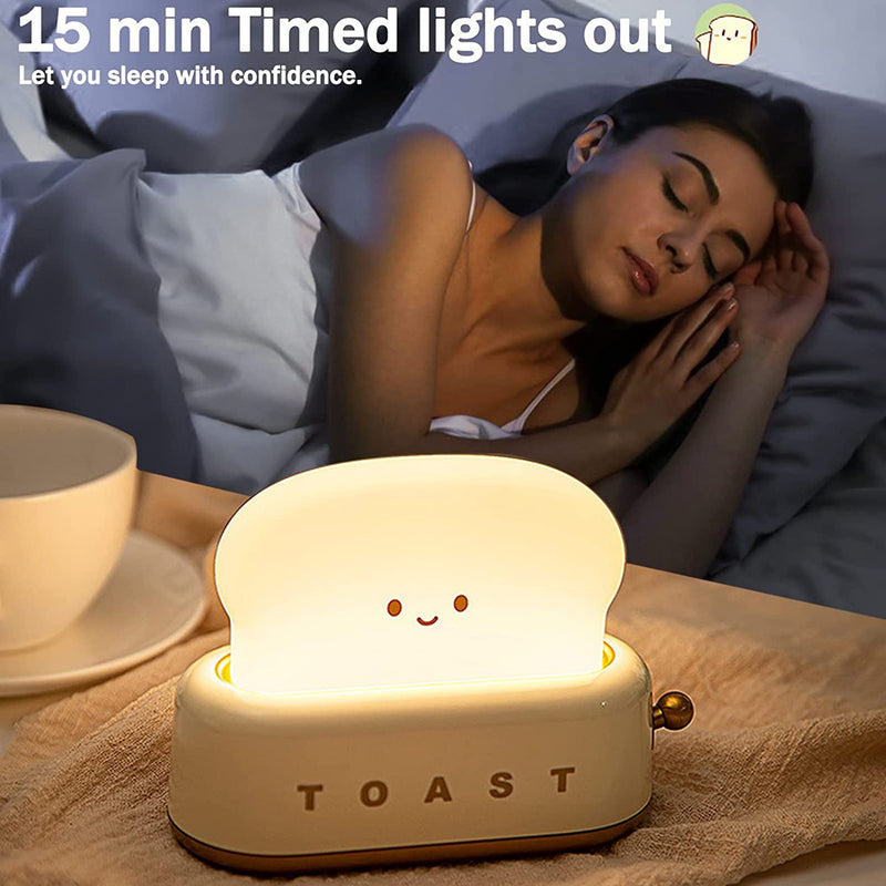 Creative LED Bread Maker Night Light USB Charging Dimming Toast Lamp Bedroom Children Timing Sleeping Lamps Funny Light