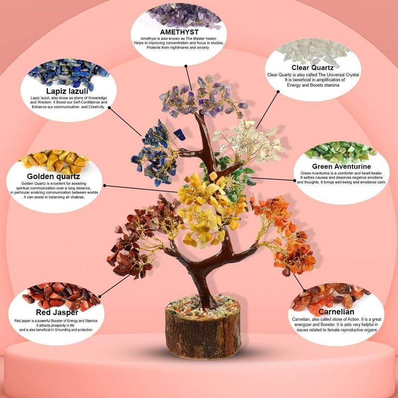 7 Chakra Natural Gemstone Crystal Tree